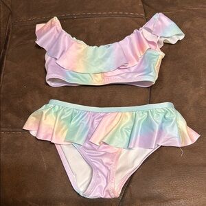 Pastel Rainbow Ruffle Bikini Set